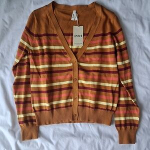Organic Pact Women's Multicolor Spice Warm Striped Cardigan